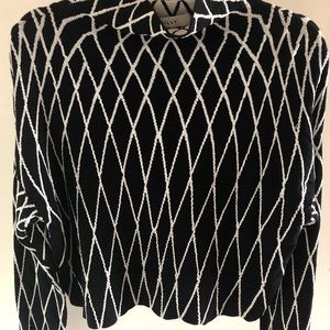 Milly Black White Diamond Reversible Sweater